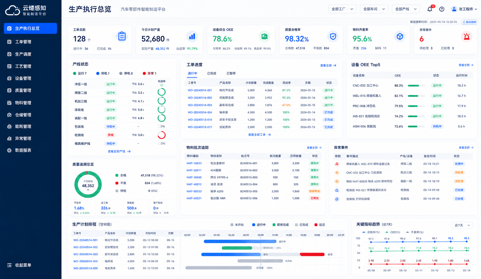 质量追溯工作台截图