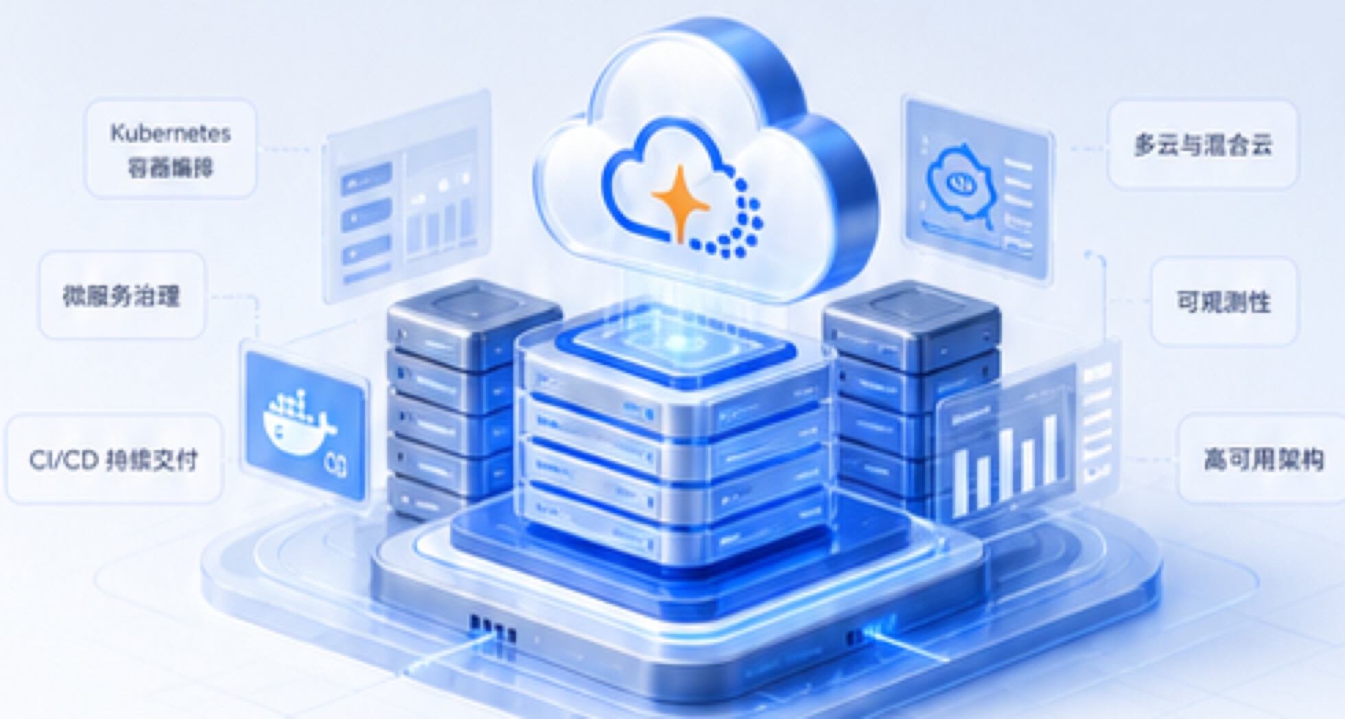 云平台、Kubernetes、流水线与监控的云原生平台视觉